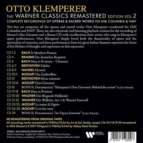 Otto Klemperer - Edición remasterizada de Warner Classics - Vol. 2: Óperas y obras sacras (CD)