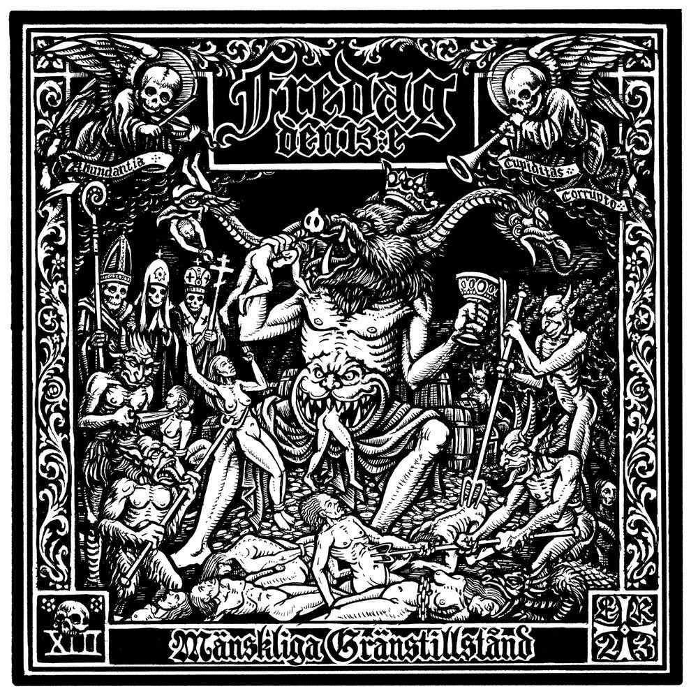 the album cover for Fredag Den 13:E - Manskliga Granstillstand