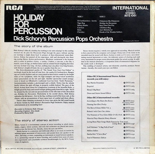 Dick Schory's Percussion Pops Orchestra : Holiday For Percussion (LP, RE)
