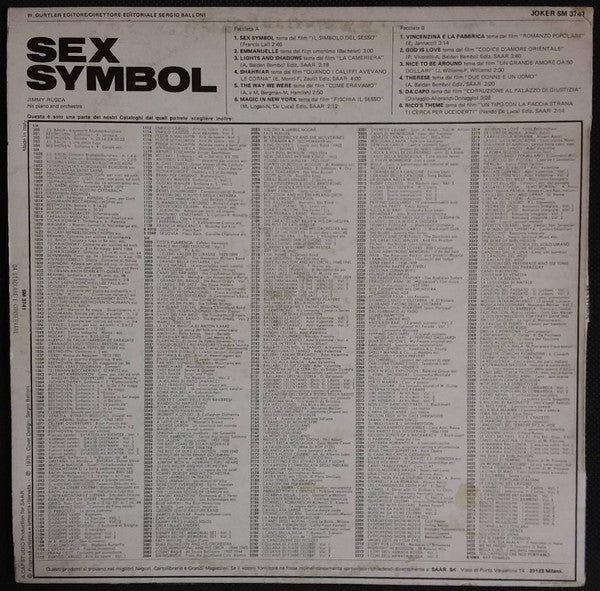 Jimmy Rusca His Piano And Orchestra* : Sex Symbol (LP, Album)
