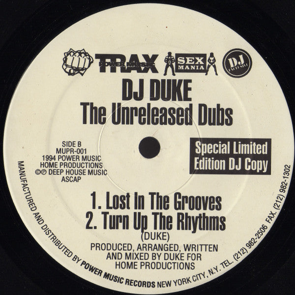 DJ Duke : The Unreleased Dubs (12", Ltd, Promo)