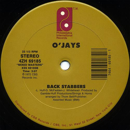 The O'Jays : For The Love Of Money / Back Stabbers (12")