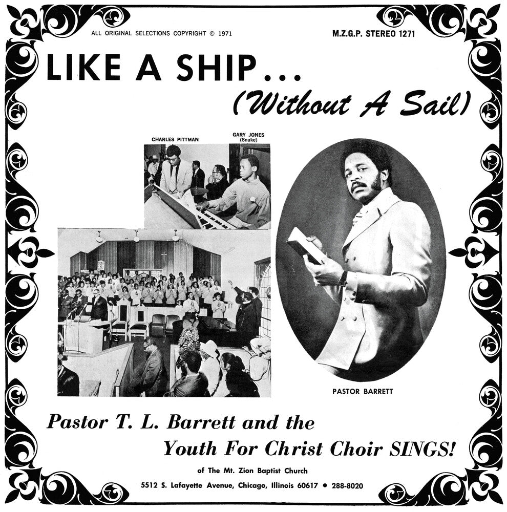 the album cover for Pastor BarrettT.L. / Youth For Christ Choir - Like A Ship (Without A Sail)