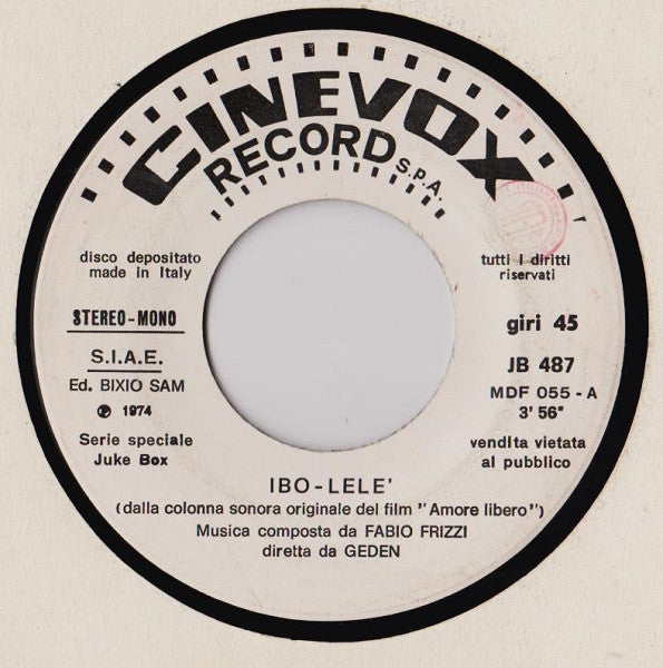 Fabio Frizzi : Ibo-Lelè (7", Jukebox)