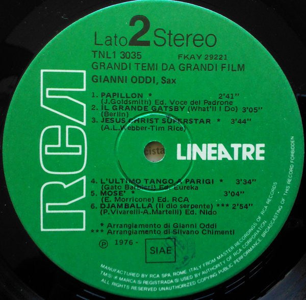 Gianni Oddi : Grandi Temi Da Grandi Film (LP, Comp)