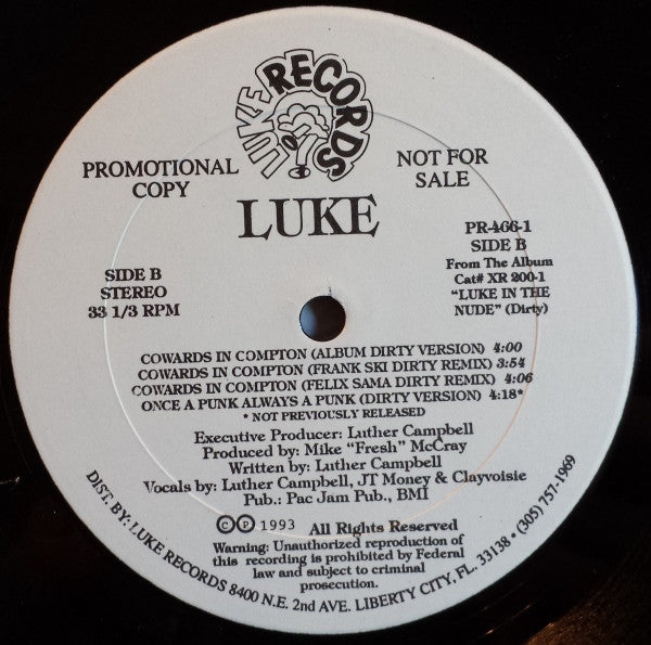 Luke : Cowards In Compton (12", Promo)