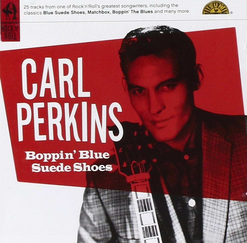 the album cover for Carl Perkins - Boppin' Blue Suede Shoes