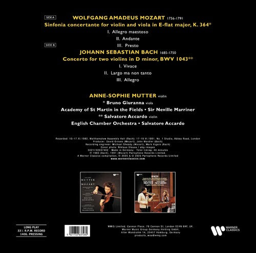 Anne-Sophie Mutter - Bach: Concerto for Two Violins / Mozart: Sinfonia Concertante (Vinyl)