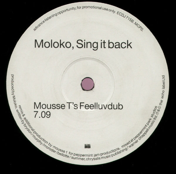 Moloko : Sing It Back (12", Promo)