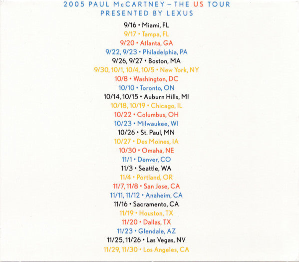Paul McCartney : The US Tour Presented By Lexus (CD, Album + CD, Comp, Promo + Promo, O C)
