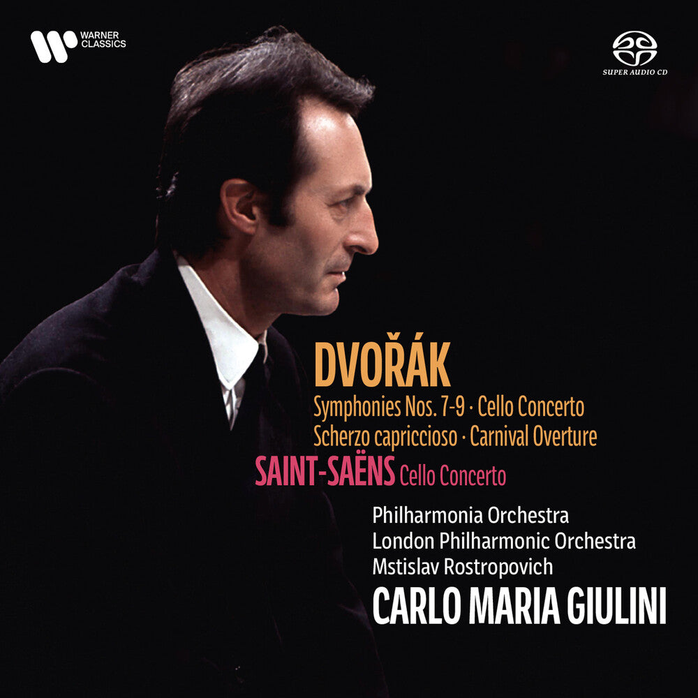 the album cover for Carlo GiuliniMaria - Dvorak: Syms 7-9 Vc Con Saint-Saens: Vc Con
