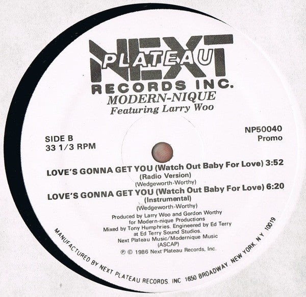 Modern-nique Featuring Larry Woo* : Love's Gonna Get You (Watch Out Baby For Love) (12", Promo)
