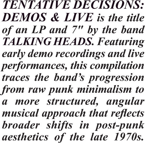 Talking Heads - Tentative Decisions: 1974-1976