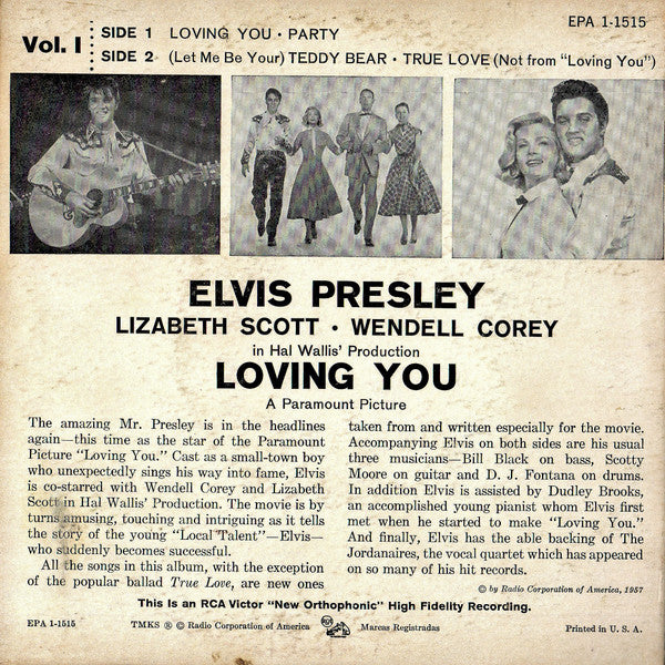 Elvis Presley : Loving You Vol.1 (7", EP, Mono, Ind)