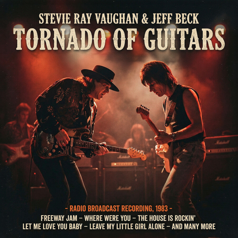 the album cover for Stevie Vaughan/ Beck,Jeff - Tornado Of Guitars
