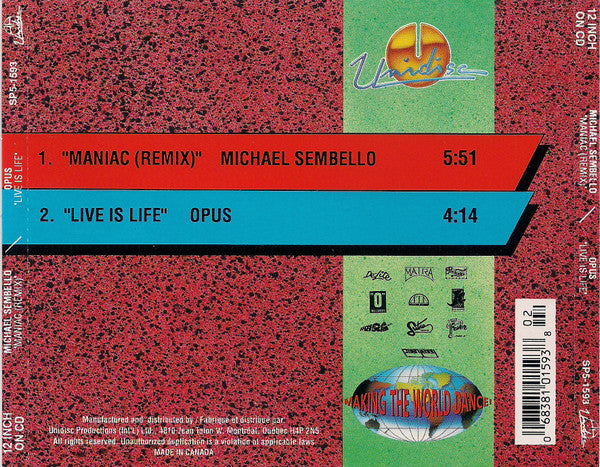 Michael Sembello / Opus : Maniac (Remix) / Live Is Life (CD, Maxi)