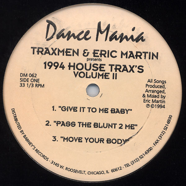 Traxmen & Eric Martin : 1994 House Trax's Volume II (12")