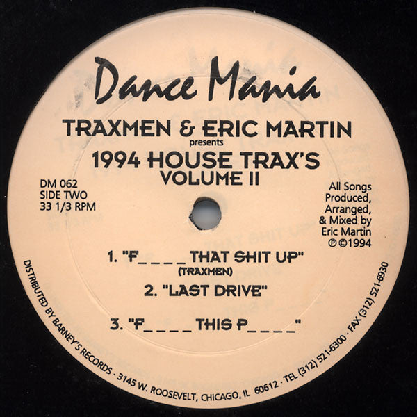Traxmen & Eric Martin : 1994 House Trax's Volume II (12")