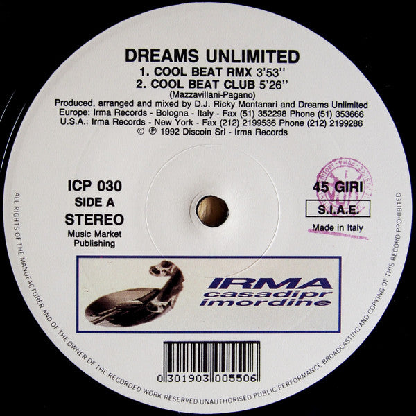 Dreams Unlimited : Cool Beat (12")