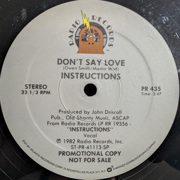 Instructions : Don't Say Love (12", Promo)