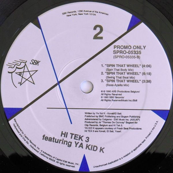 Hi Tek 3 Featuring Ya Kid K : Spin That Wheel (12", Promo)
