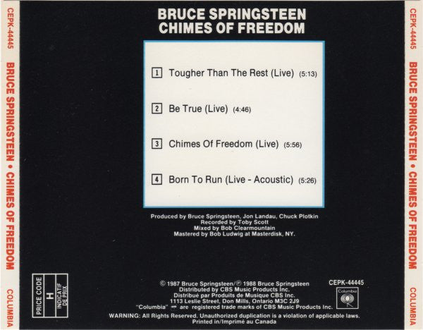 Bruce Springsteen : Chimes Of Freedom (CD, EP)