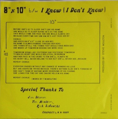 Steve Moulton : 8"x10" / I Know (I Don't Know) (7")