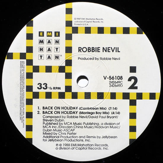 Robbie Nevil : Back On Holiday (12")
