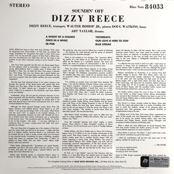 Dizzy Reece : Soundin' Off (2x12", Album, Ltd, Num, RE, 180)