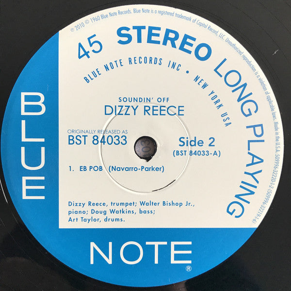 Dizzy Reece : Soundin' Off (2x12", Album, Ltd, Num, RE, 180)