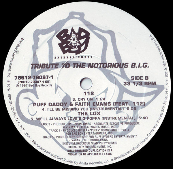 Puff Daddy & Faith Evans / 112 / The Lox : Tribute To The Notorious B.I.G. (12")