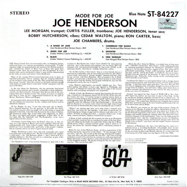 Joe Henderson : Mode For Joe (2x12", Album, Ltd, RE, RM, 180)