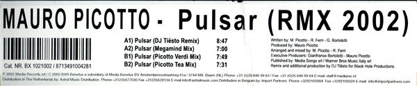 Mauro Picotto : Pulsar (Rmx 2002) (12")