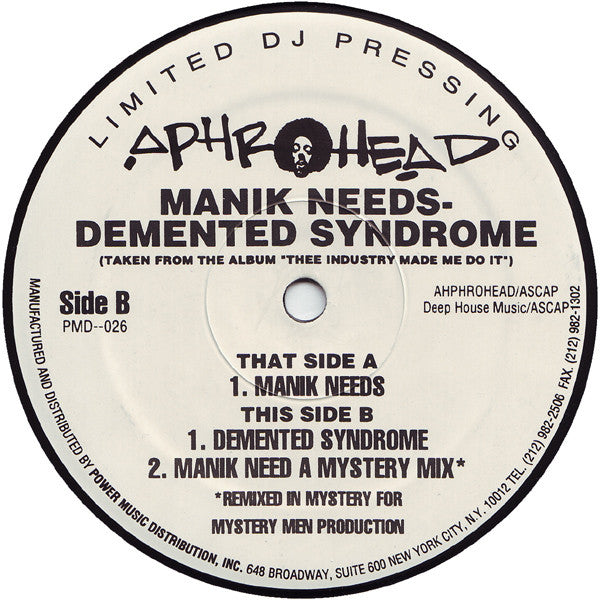 Aphrohead : Manik Needs & Demented Syndrome Remixes (12", Ltd, Promo)