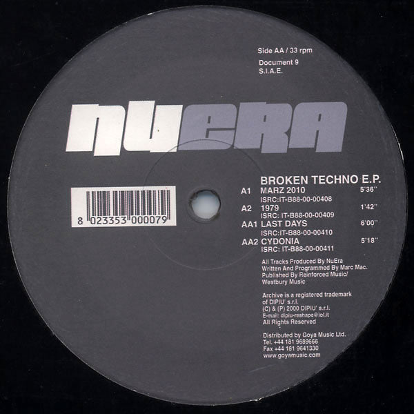 NuEra* : Broken Techno E.P. (12", EP)