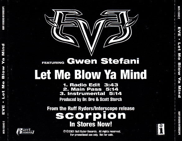 Eve (2) Featuring Gwen Stefani : Let Me Blow Ya Mind (CD, Single, Promo)