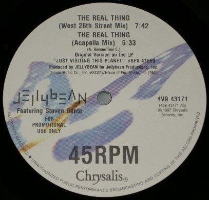 Jellybean* Featuring Steven Dante : The Real Thing (12", Promo)