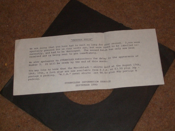 The Stranglers : Peasant In The Big Shitty / Choosey Susie (7", Single, RE)