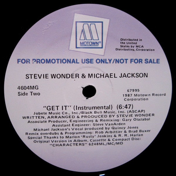 Stevie Wonder & Michael Jackson : Get It (12", Promo)