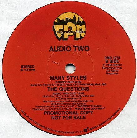 Audio Two : Many Styles / The Questions (12", Promo)