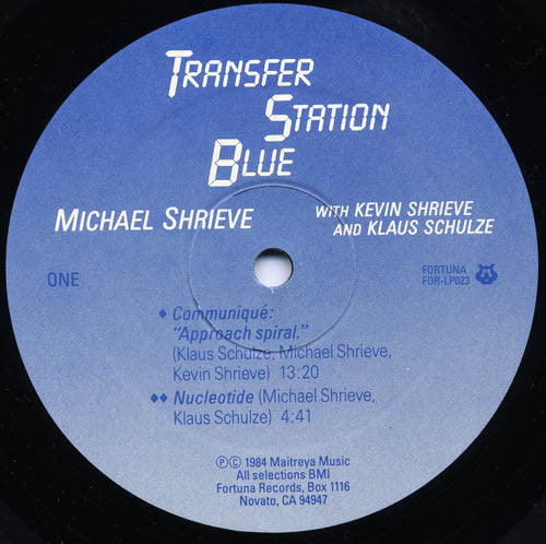 Michael Shrieve With Kevin Shrieve And Klaus Schulze : Transfer Station Blue (LP, Album, RP)