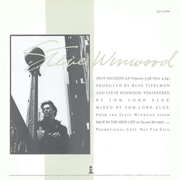 Steve Winwood : Split Decision (12", Promo)