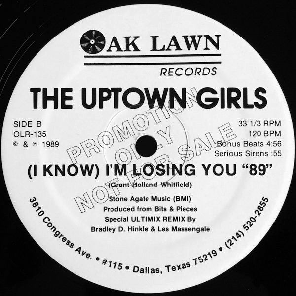 The Uptown Girls : (I Know) I'm Losing You '89 (12", Promo)