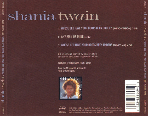 Shania Twain : Whose Bed Have Your Boots Been Under? / Any Man Of Mine (CD, Single, Ltd)