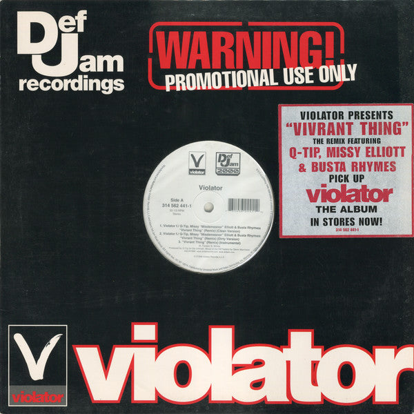 Violator (3) Feat Q-Tip : Vivrant Thing (Remixes) (12", Promo)