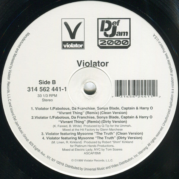 Violator (3) Feat Q-Tip : Vivrant Thing (Remixes) (12", Promo)