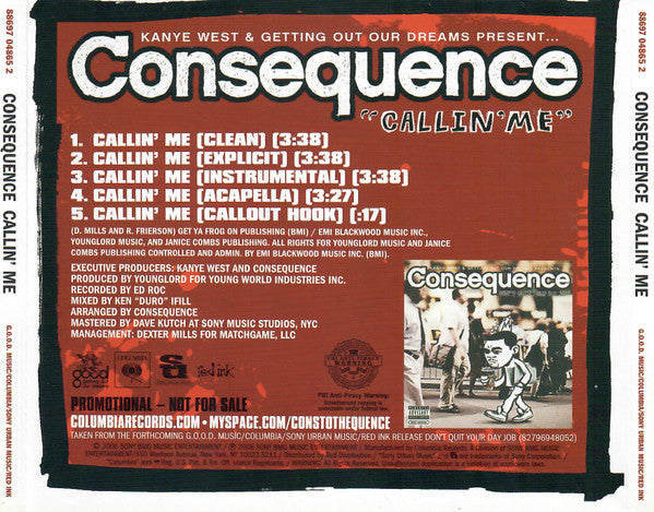 Consequence (2) : Callin' Me(CD, Single, Promo)