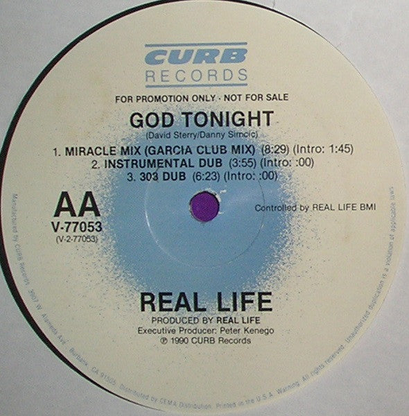 Real Life : God Tonight (12", Single, Promo)
