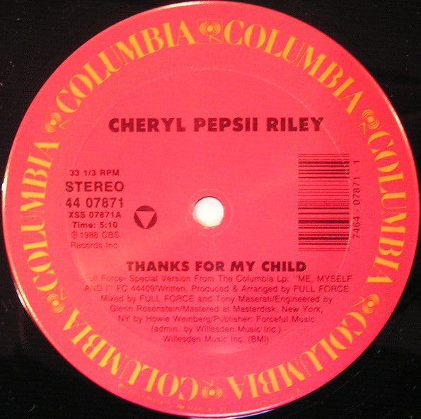 Cheryl Pepsii Riley : Thanks For My Child (12", Single)