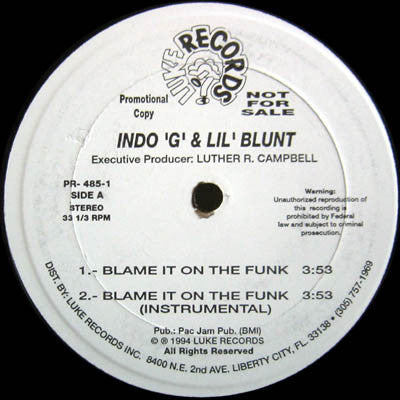 Indo 'G'* & Lil' Blunt : Blame It On The Funk (12", Promo)